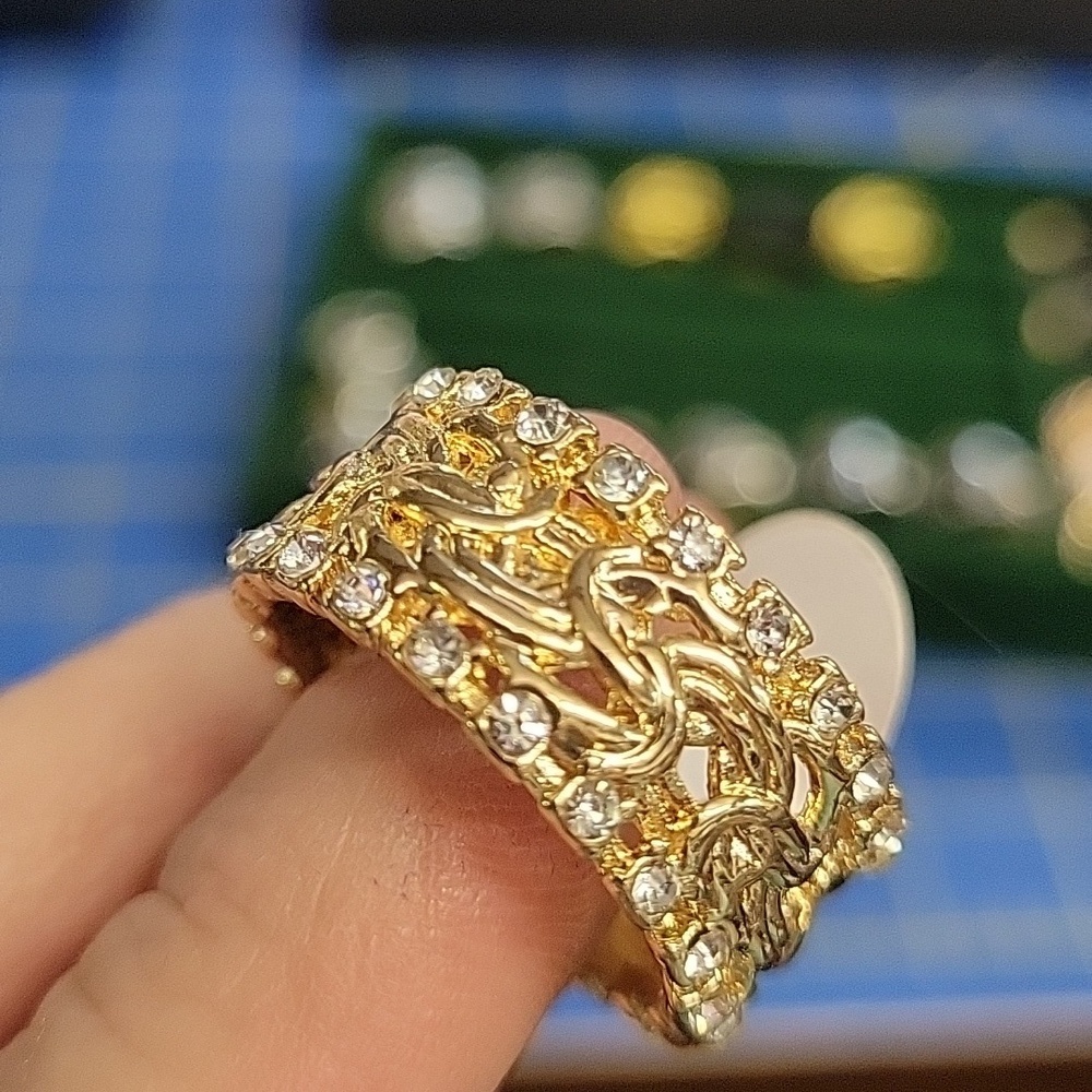 Diamond Faux Gold Tone Ring